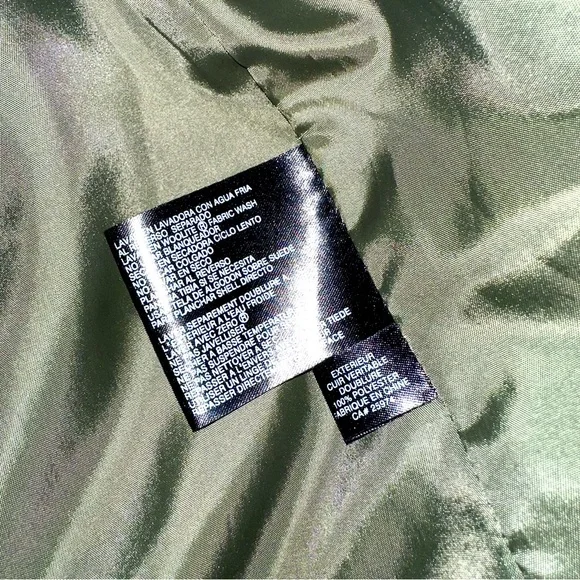 Vintage Y2K Sz Small Women's Olive Green Suede Leather Jacket Button Up Bernardo - Picture 9 of 12